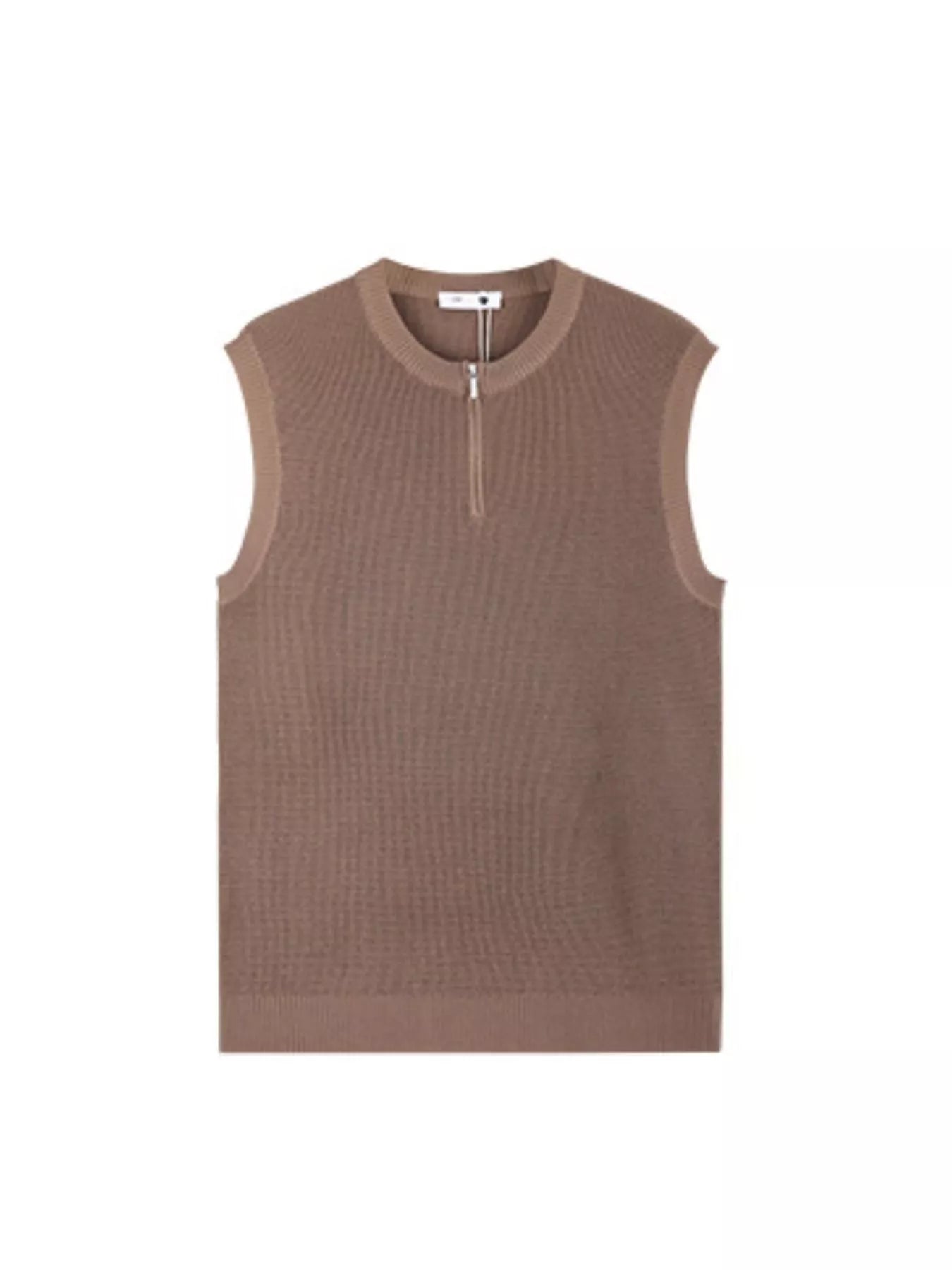 Men's Plus Size Knitted Zip-Up Tank