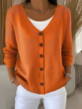 Full Size Button-Front V-Neck Cardigan Plus Size
