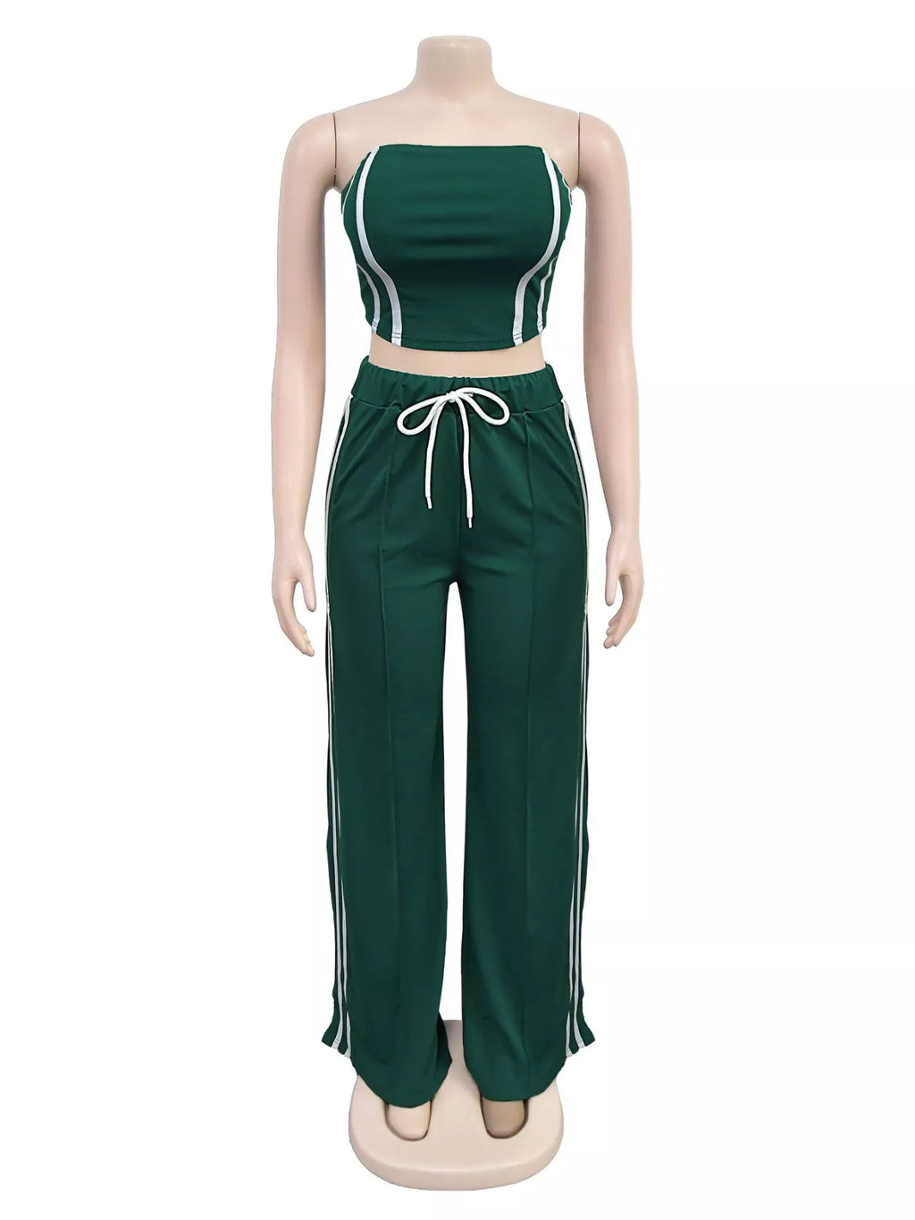 Sleeveless Tube Top and Wide Leg Pants Set