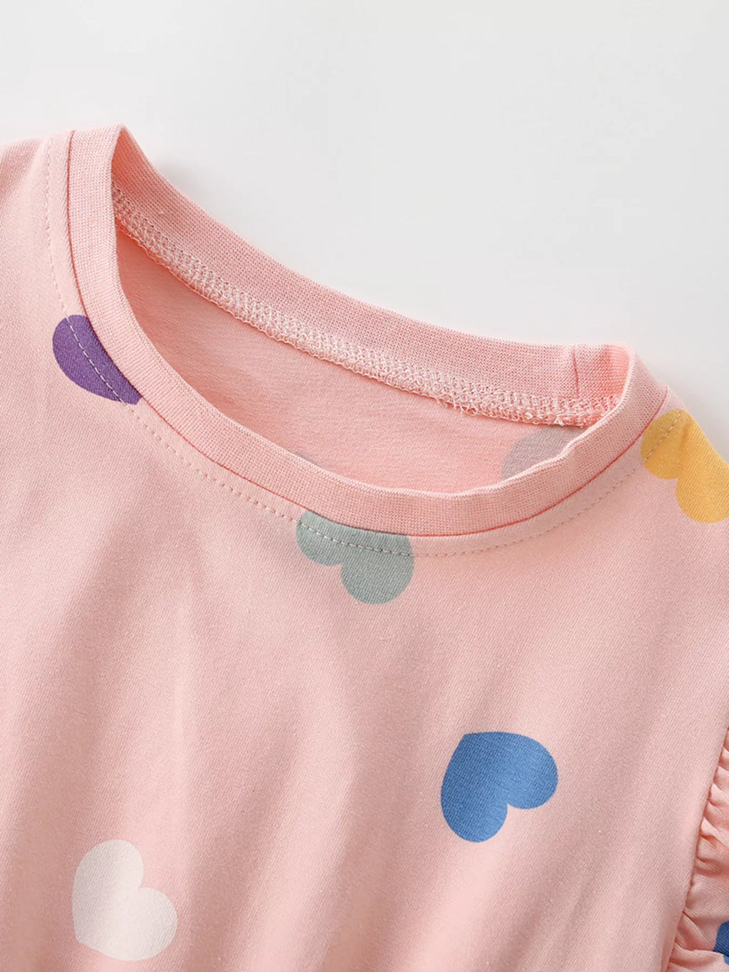 Children's Ruffled Sleeve Heart Print Casual Dress