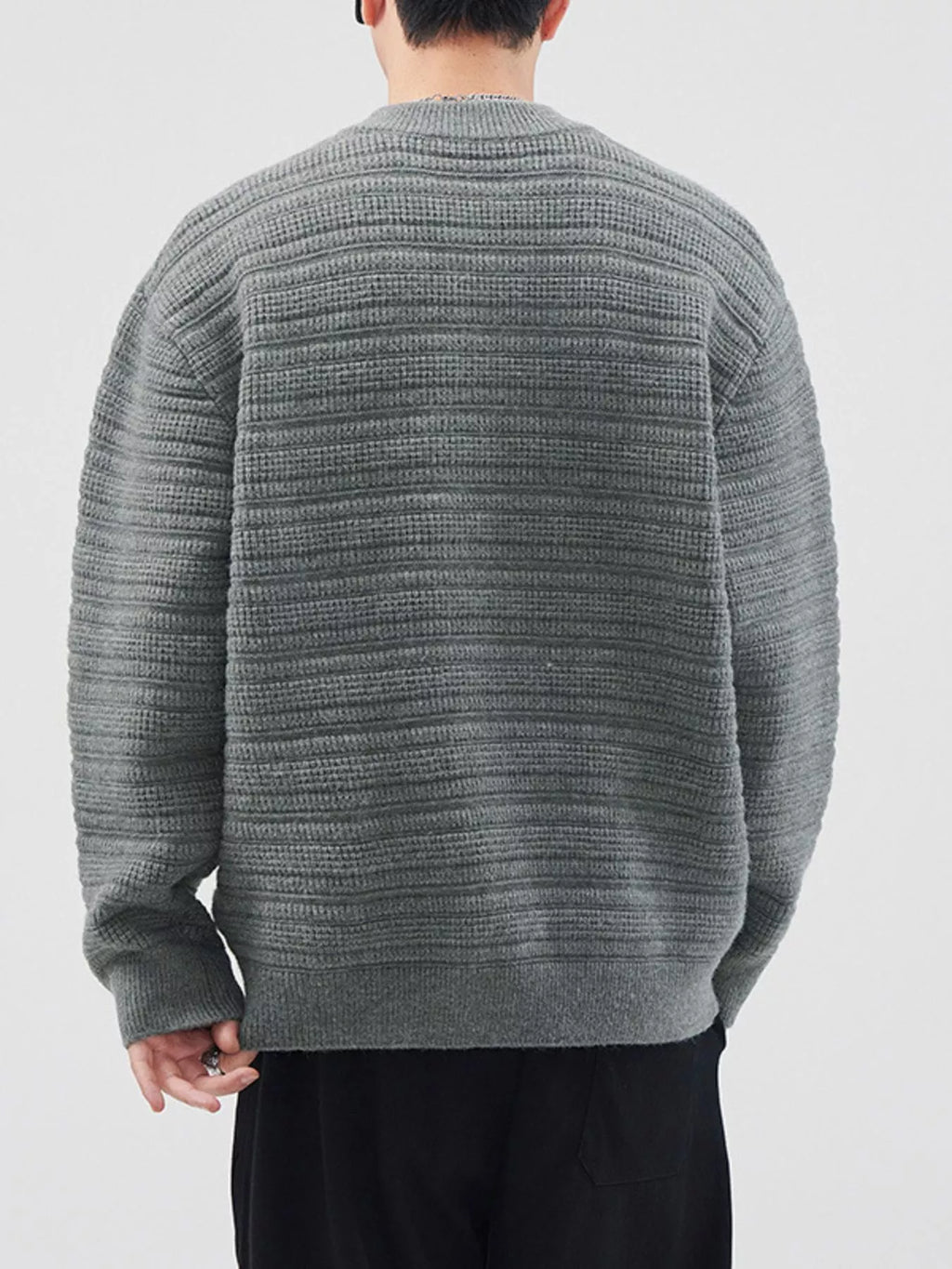 Men's Plus Size Button Detail Long Sleeve Sweater