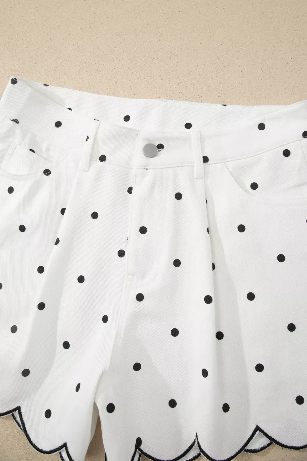 Polka Dot Scalloped Hem Shorts