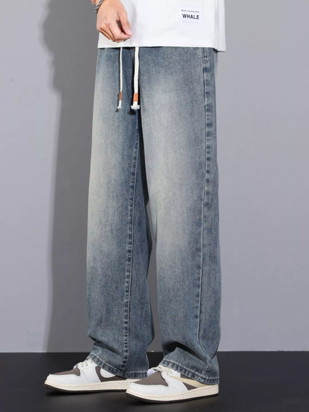 Men's Plus Size Pocketed Wide Leg Jeans