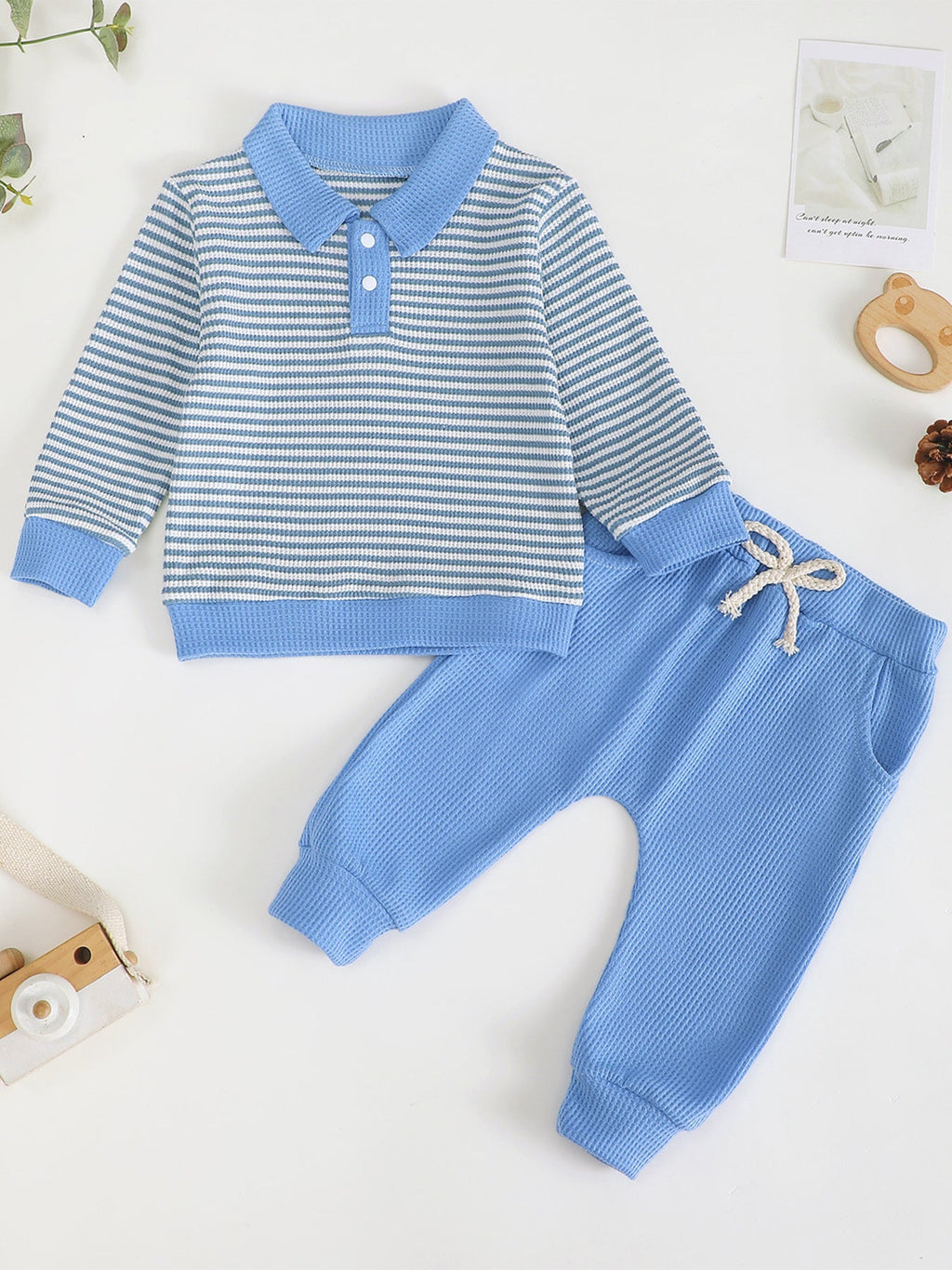 Children's Striped Polo Shirt & Pants Set