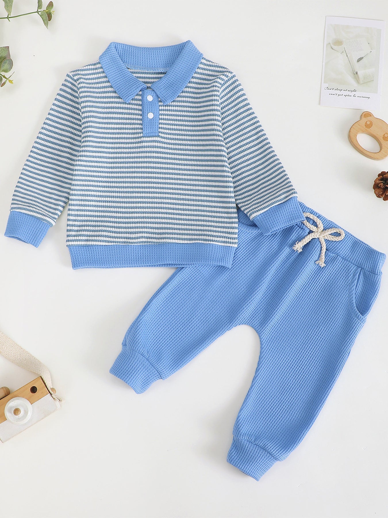 Children's Striped Polo Shirt & Pants Set