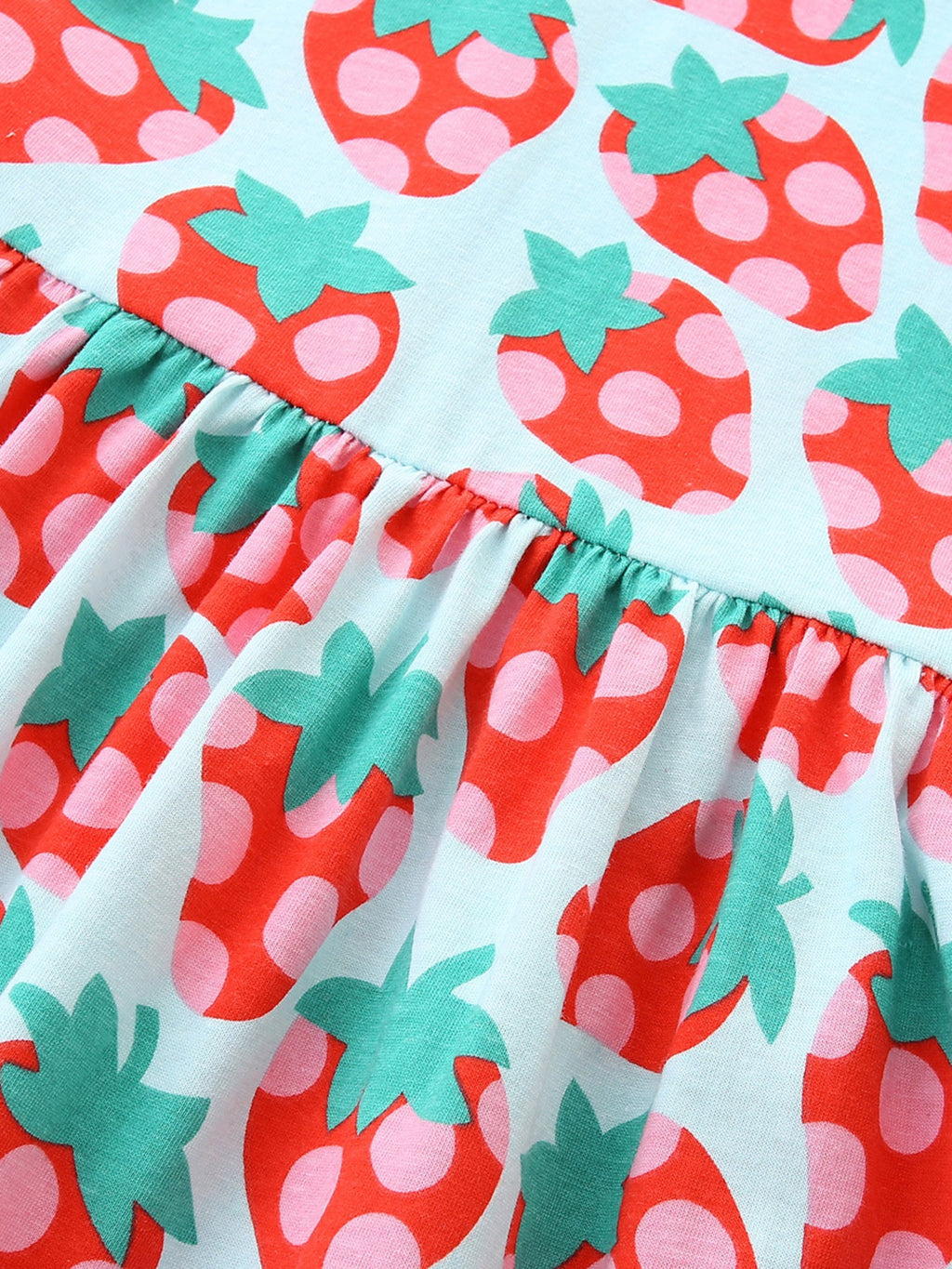 Children's Strawberry Print Ruffle Sleeve Casual Dress