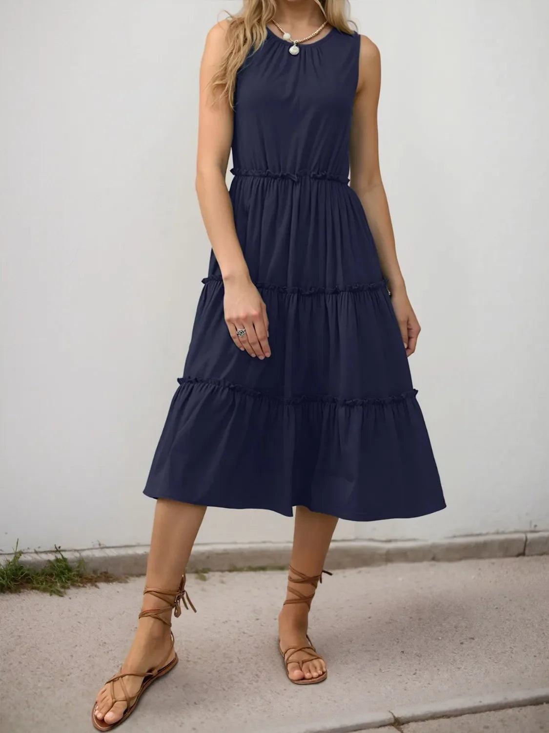 Frill Tiered Midi Dress