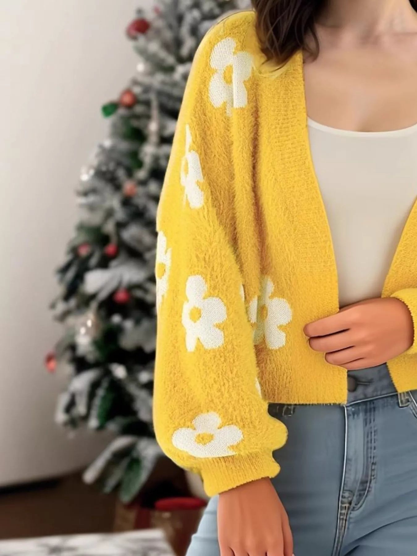 Floral Open Front Cardigan