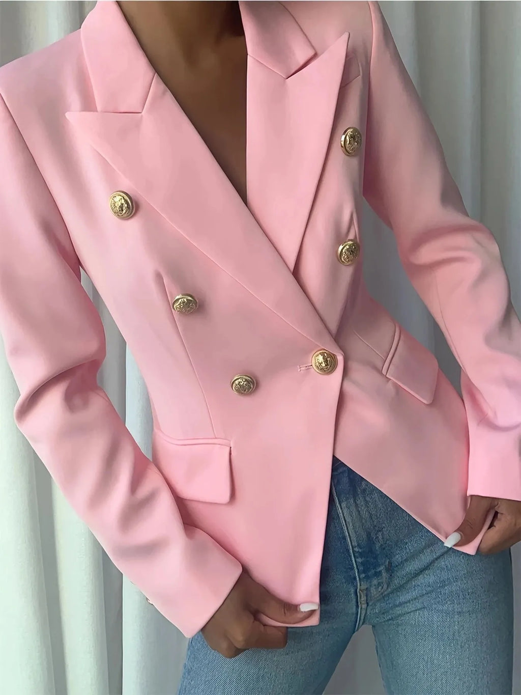 Decor Button Lapel Collar Blazer