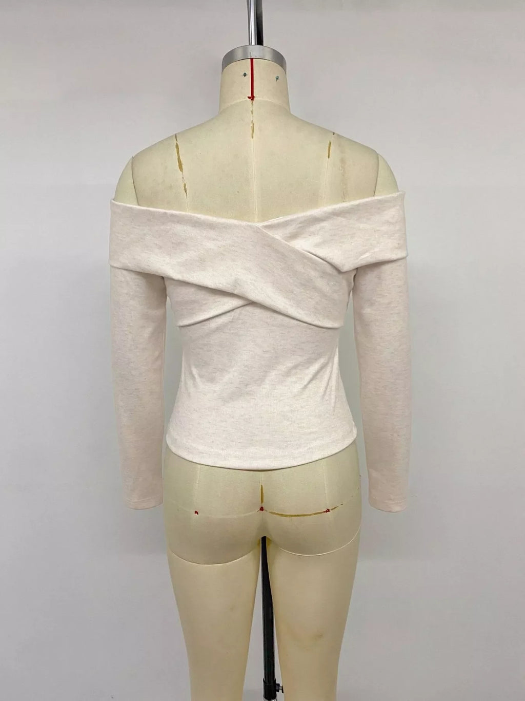 Crisscross Off-Shoulder Long Sleeve Top
