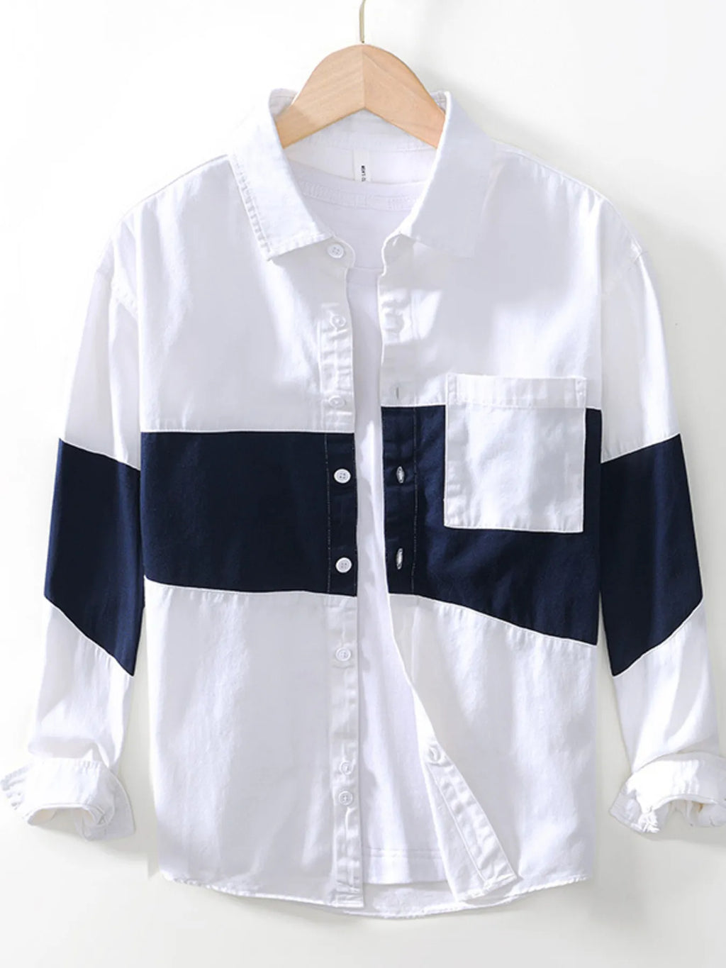 Men's Plus Size Color Block Button Up Shirt