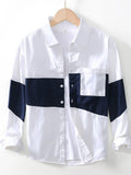 Men's Plus Size Color Block Button Up Shirt