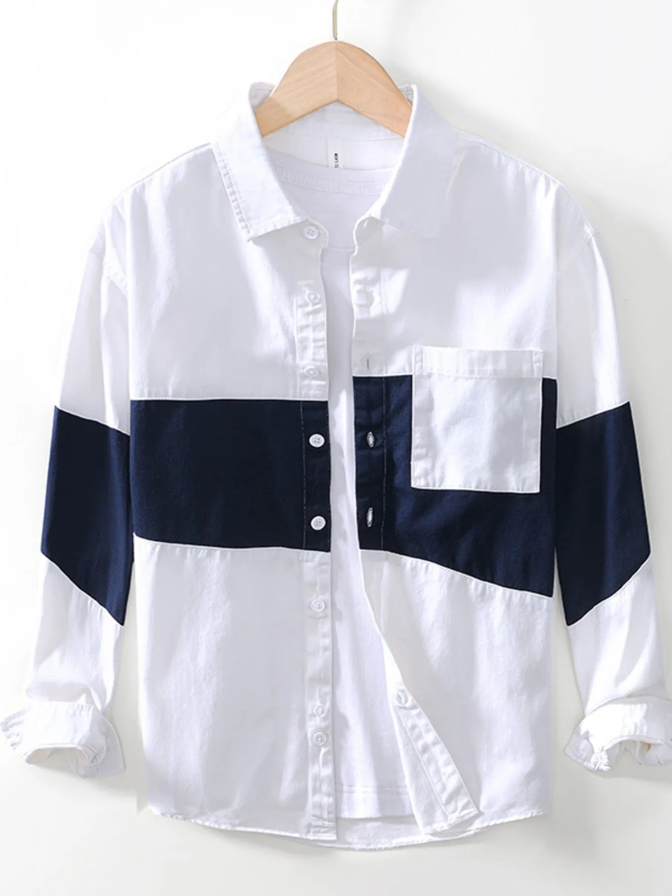 Men's Plus Size Color Block Button Up Shirt