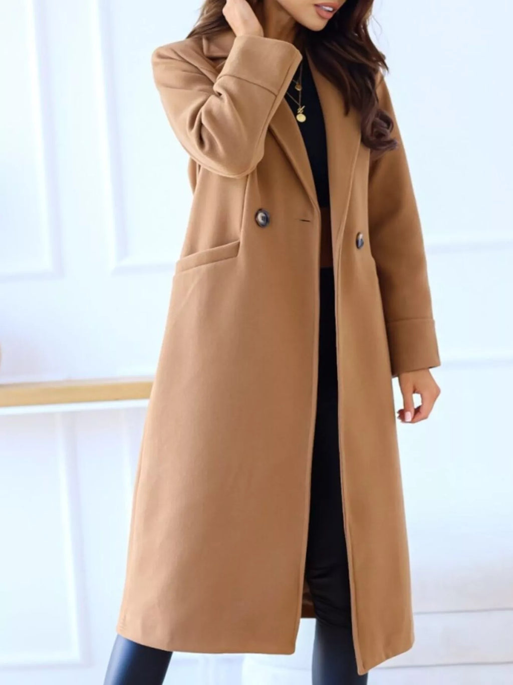 Lapel Collar Wool Blend Overcoat