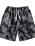 Men's Plus Size Abstract Print Drawstring Shorts