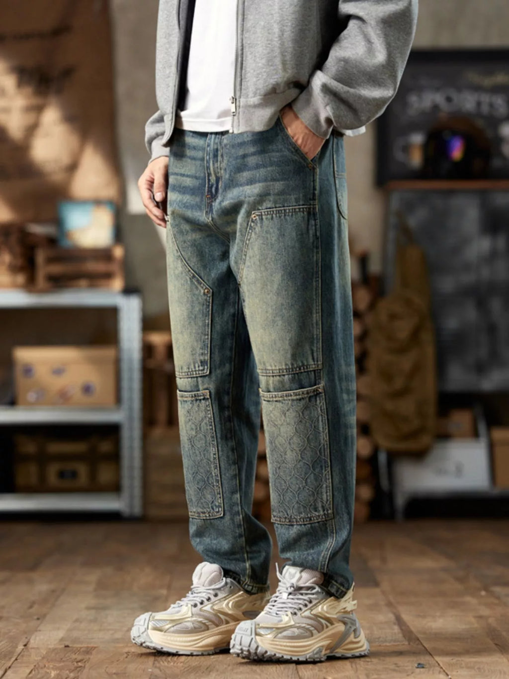 Men's Vintage Wash Straight Leg Jeans