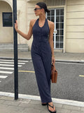 Striped Halter Neck Jumpsuit
