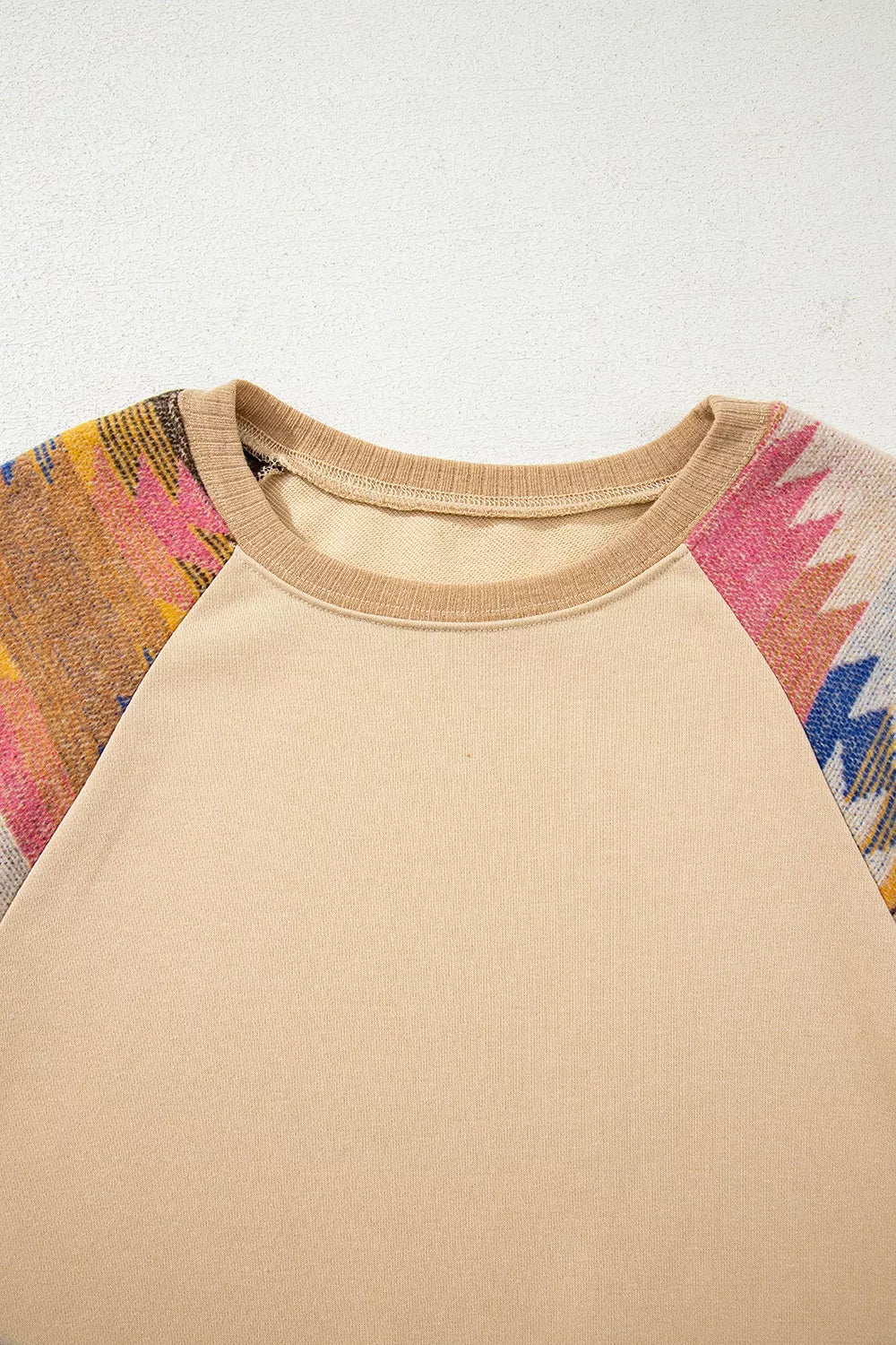 Sequined Rodeo Graphic Aztec Bubble Sleeve Patchwork Western Sweatshirt