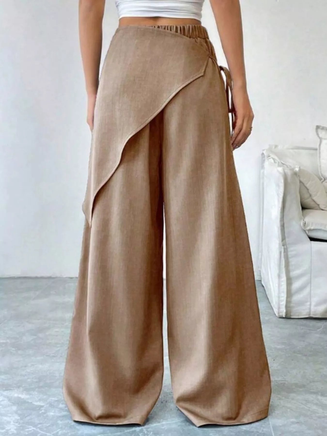 Wrap-Front Wide-Leg Pants
