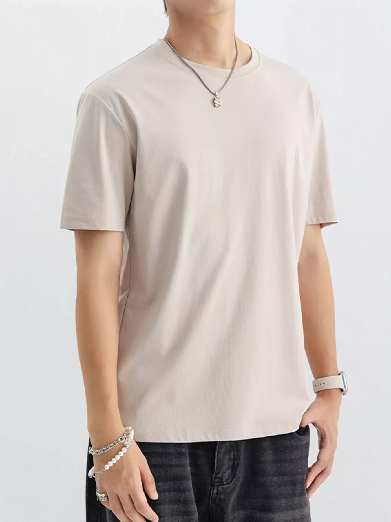 Men's Plus Size Casual Solid Color T-Shirt