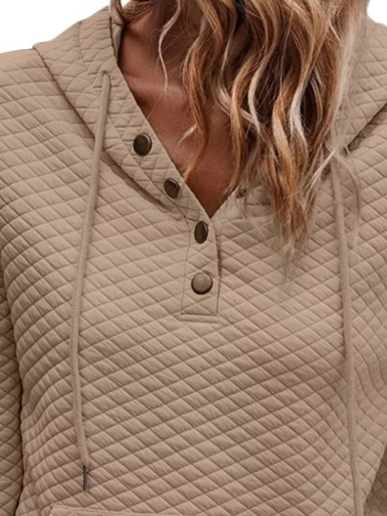 Drawstring Textured Dropped Shoulder Hoodie