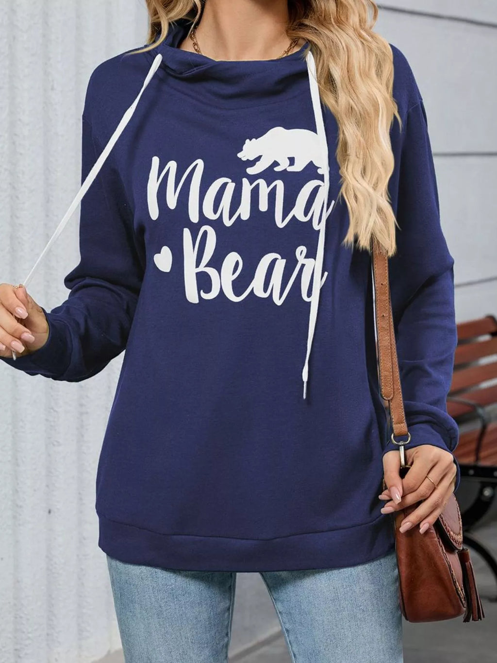 Contrast Letter Graphic Drawstring Long Sleeve Hoodie