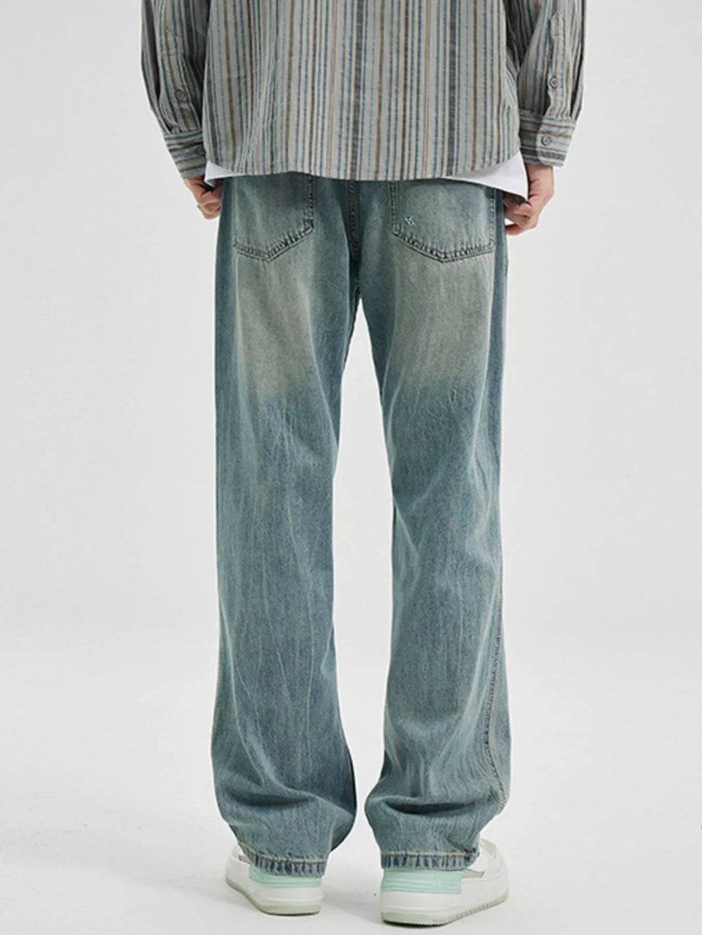 Men's Washed Wide Leg Jeans
