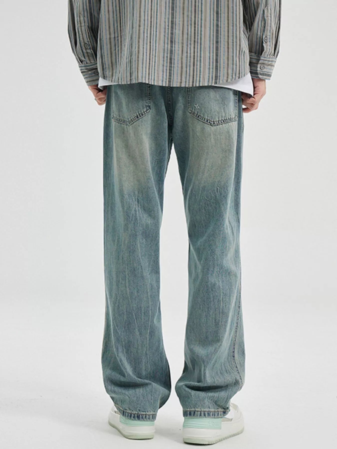 Men's Washed Wide Leg Jeans