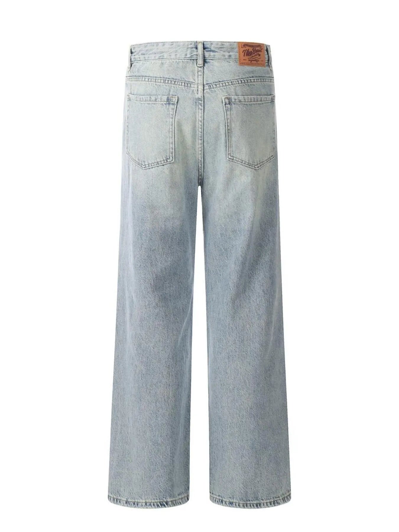 Men's Wash High-Rise Wide Leg Jeans