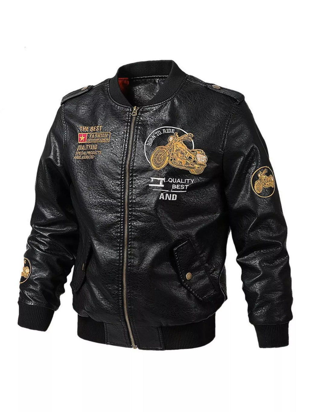 Men's Plus Size Zip Up Long Sleeve Motorcycle Jacket