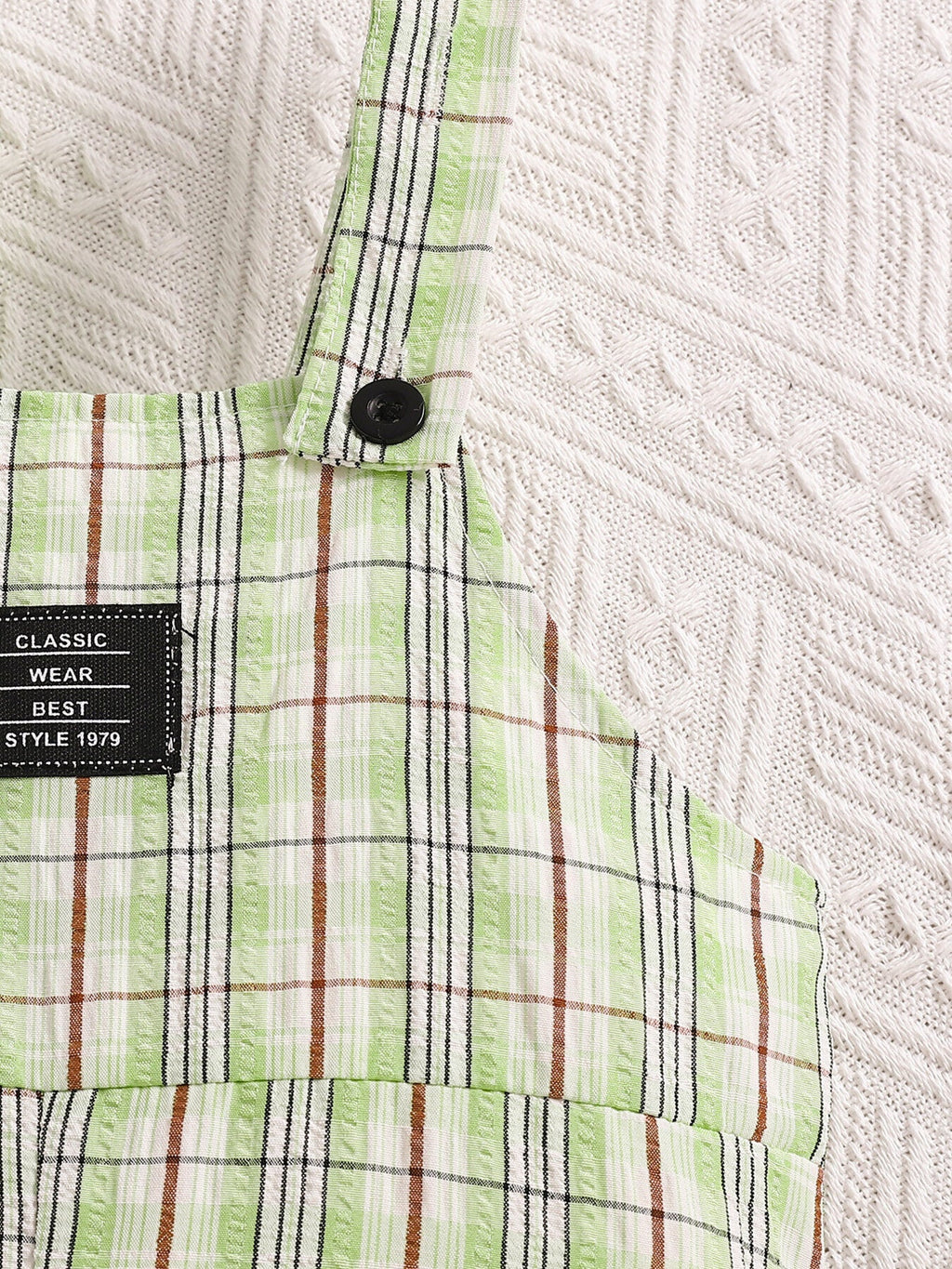 Children's Solid Color Polo & Plaid Overalls Set