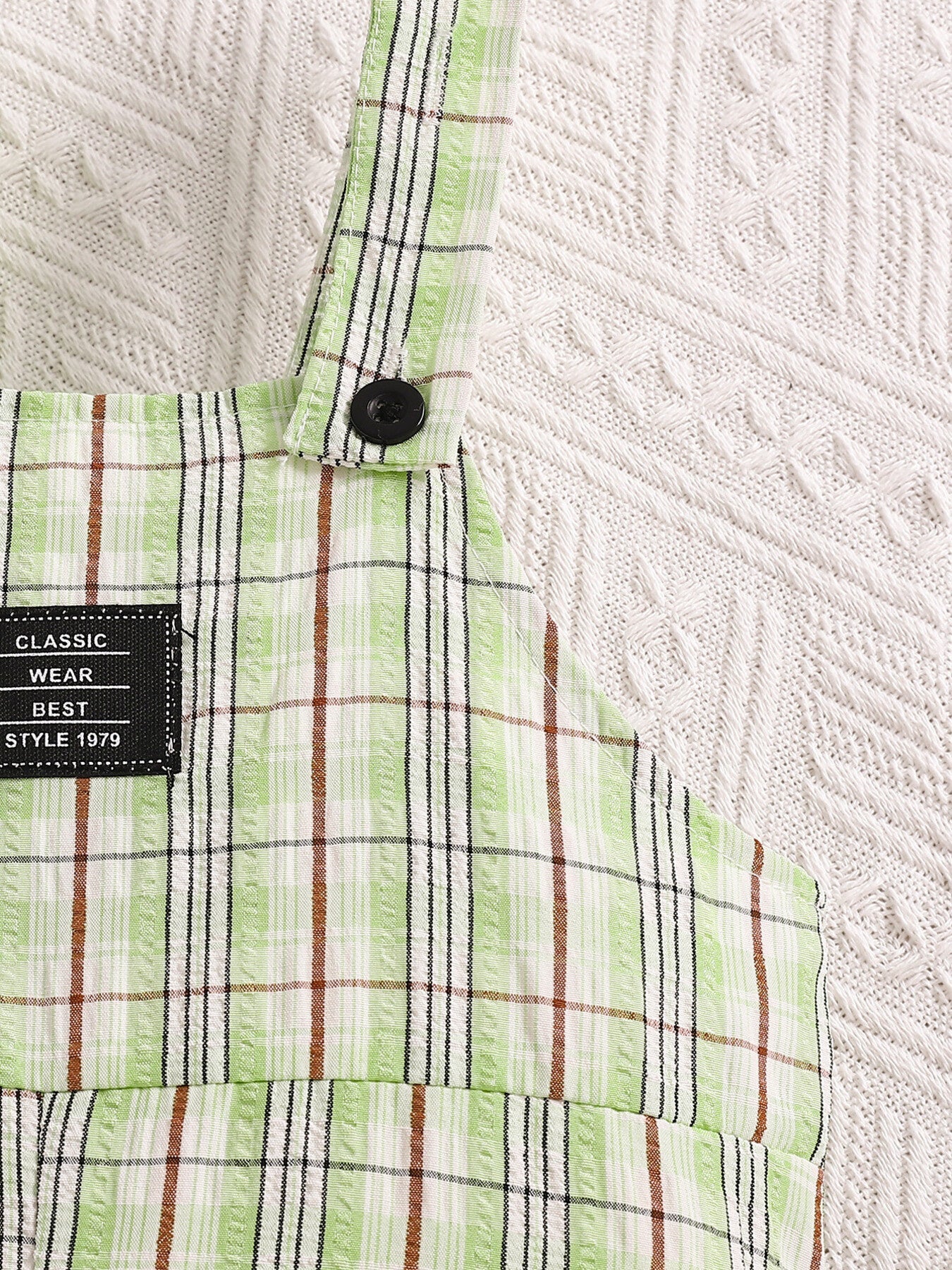Children's Solid Color Polo & Plaid Overalls Set