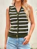Striped Button-Front Sweater Vest