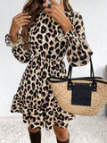 Leopard Print Long Sleeve Mini Dress