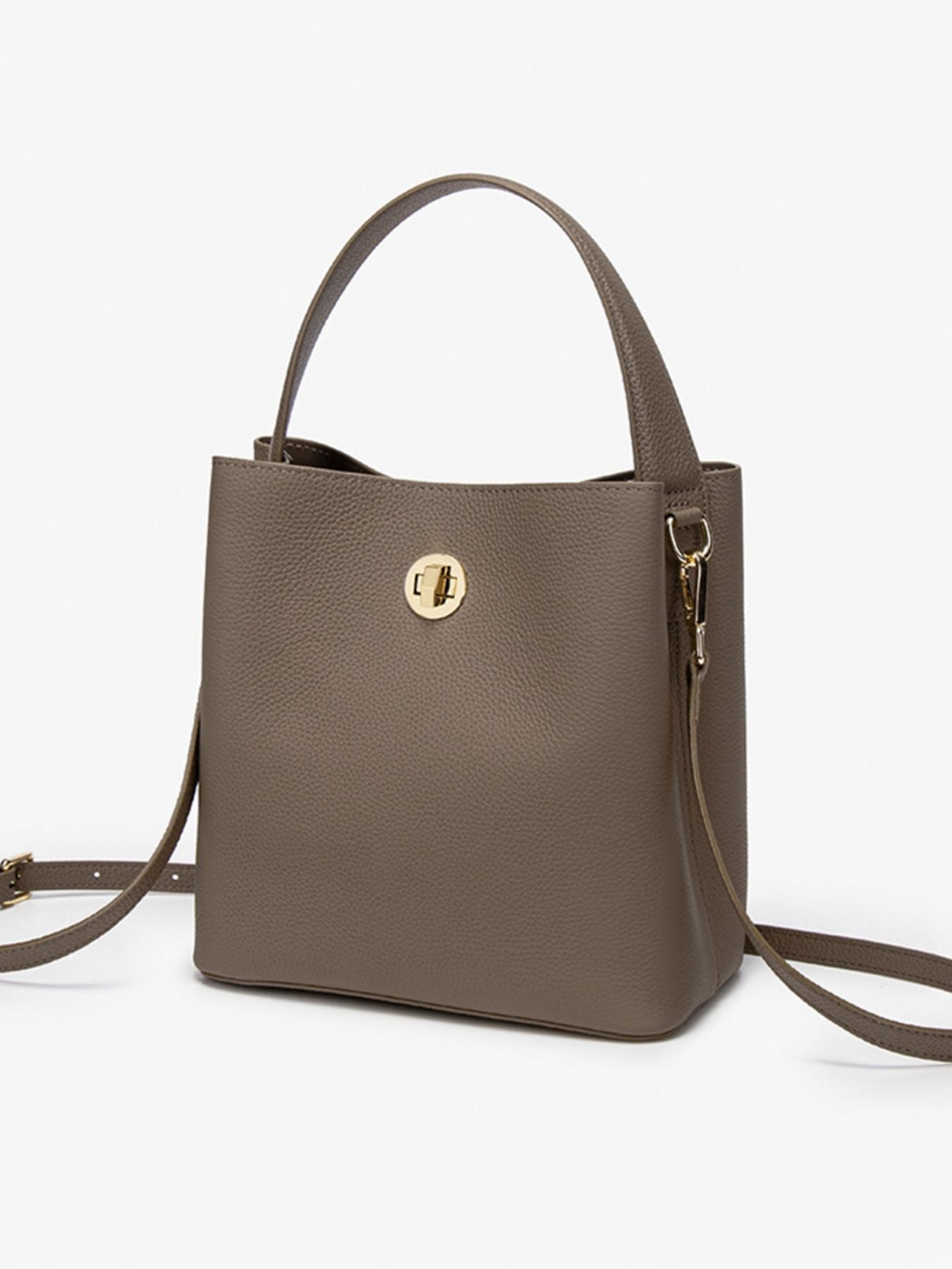 Leather Bucket Crossbody Bag