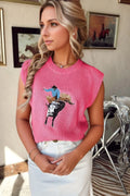 Graphic Round Neck Sweater Vest