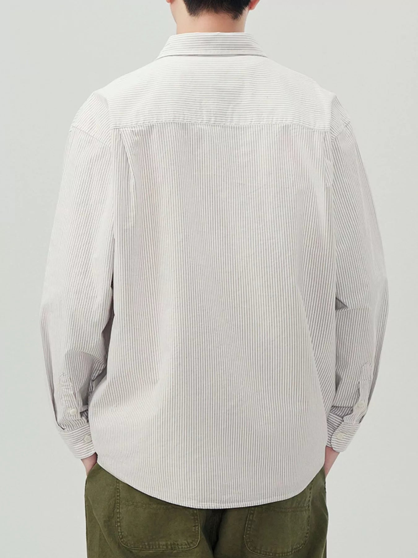 Men's Plus Size Striped Button Up Long Sleeve Shirt