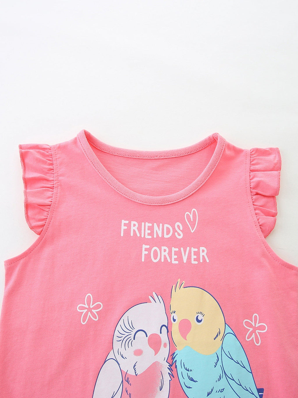 Children's Birds Graphic Ruffle Sleeve Top