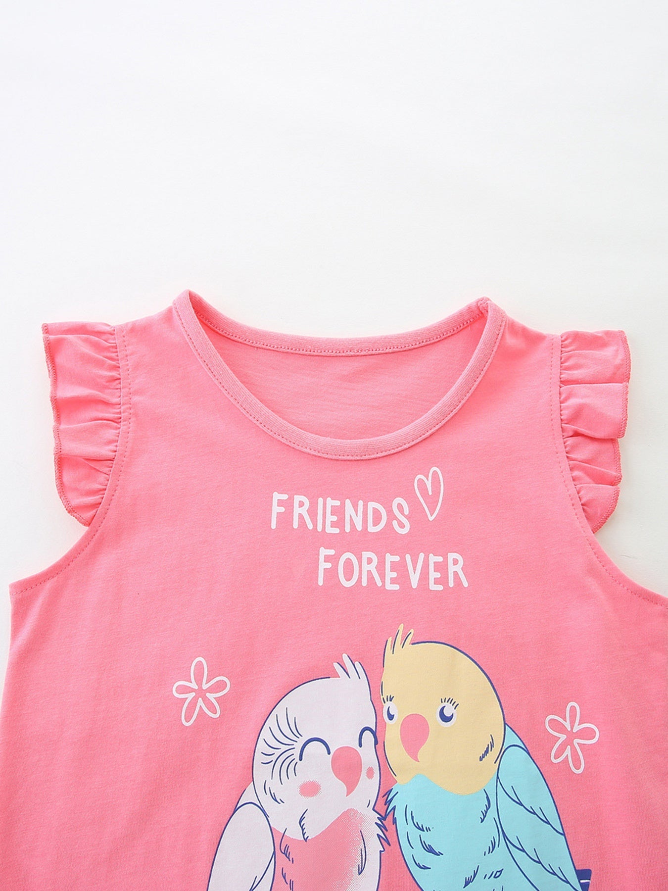 Children's Birds Graphic Ruffle Sleeve Top
