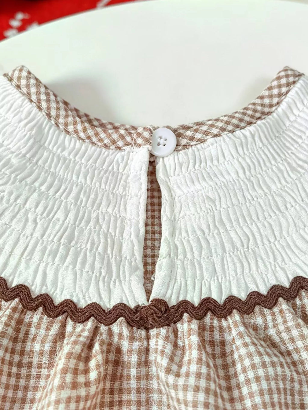 Children's Gingham Football Puff Sleeve Dress