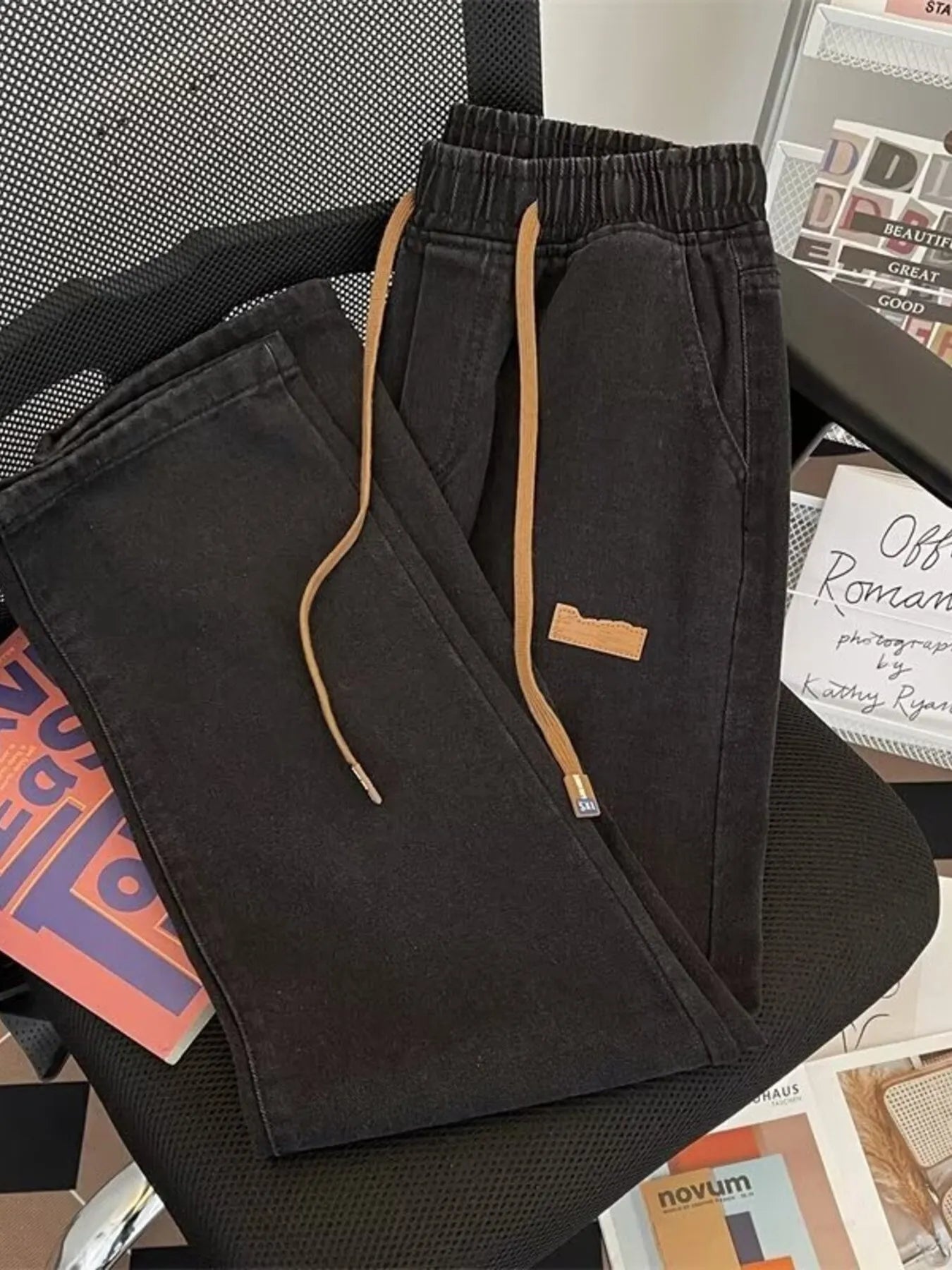 Men's Plus Size Drawstring Wide Leg Jeans