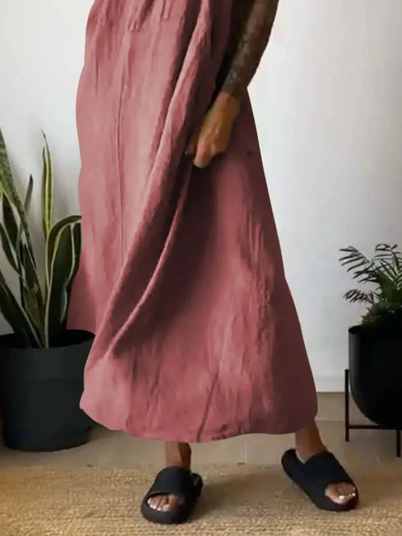 Full Size Ruched Cami Maxi Dress with Pockets Plus Size