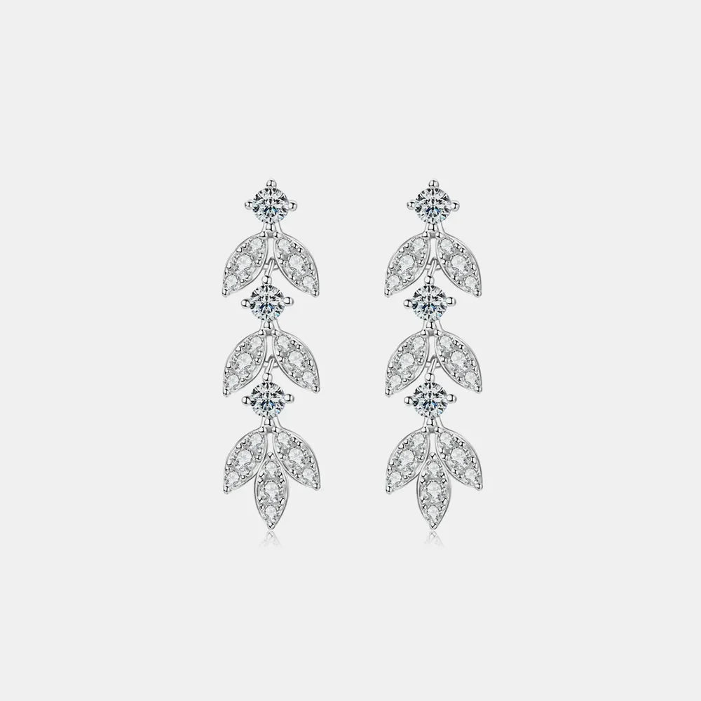 925 Sterling Silver Moissanite Leaf Earrings