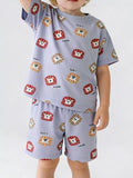 Children's Lion Print Short Sleeve Tee and Shorts Set