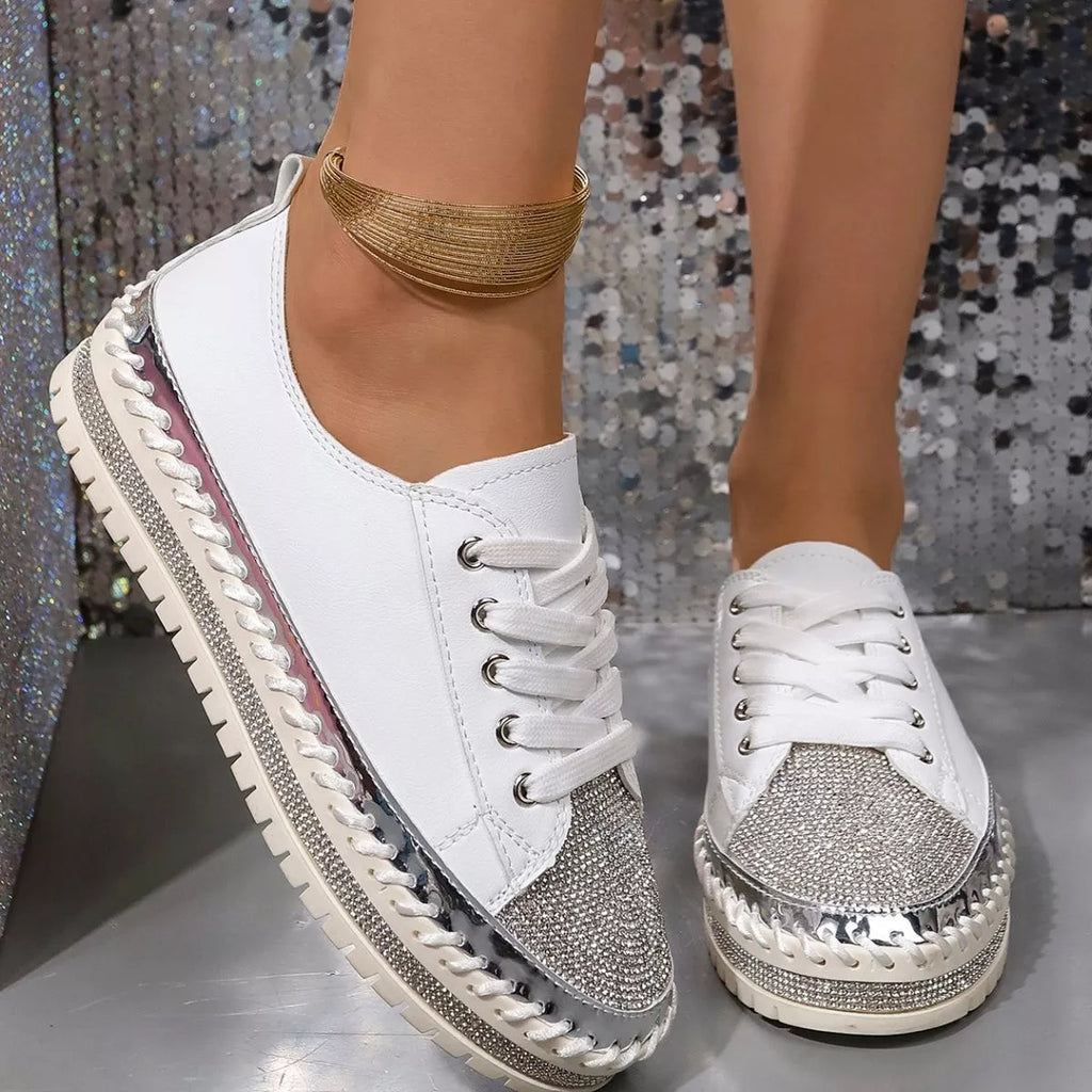 Rhinestone Round Toe Sneakers