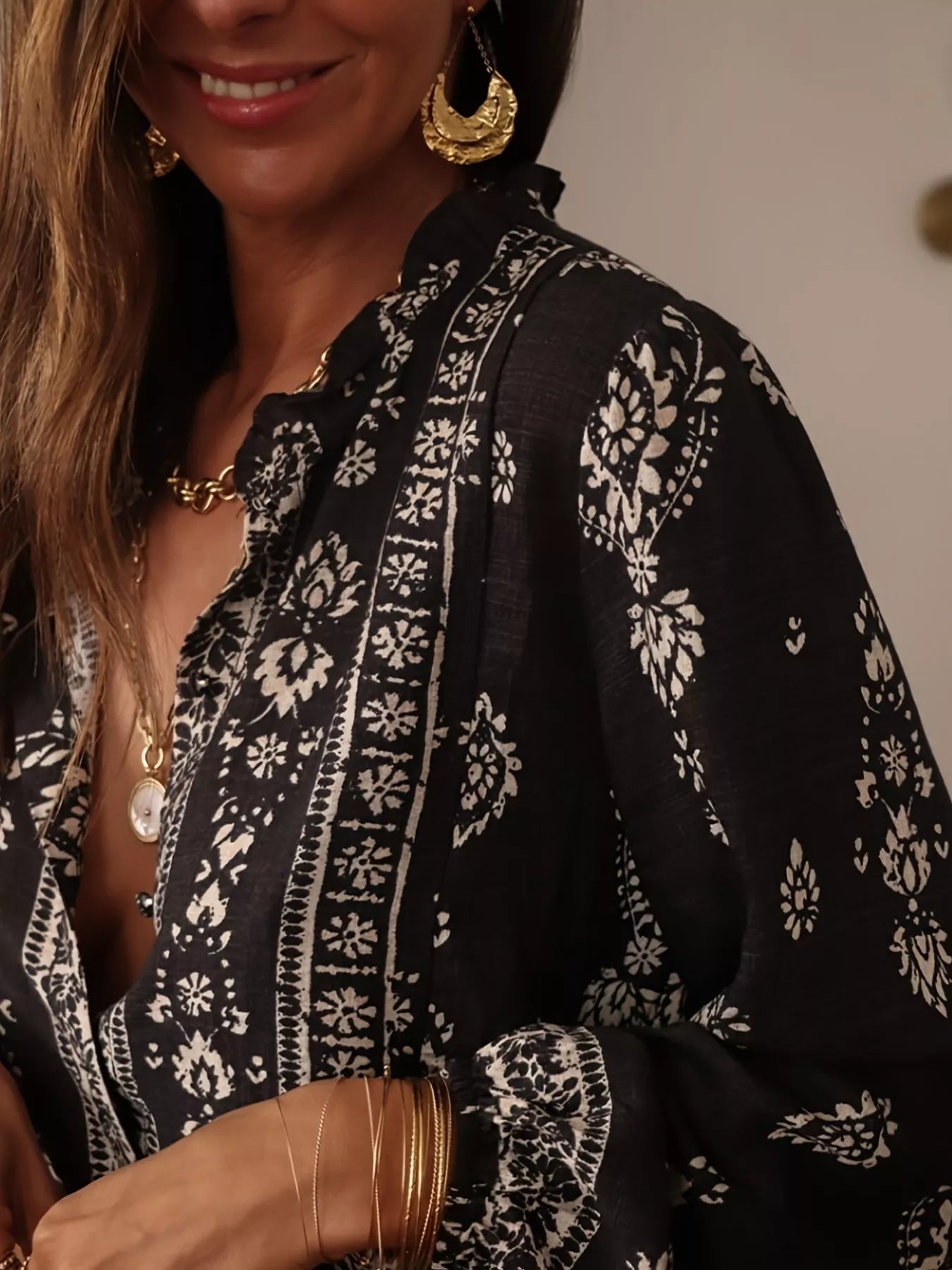 Vintage Print Long Sleeve Shirt