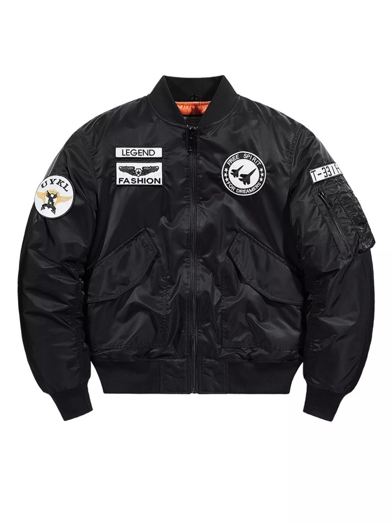 Men's Plus Size Embroidered Patches Bomber Jacket