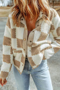 Checkered Snap Down Long Sleeve Jacket