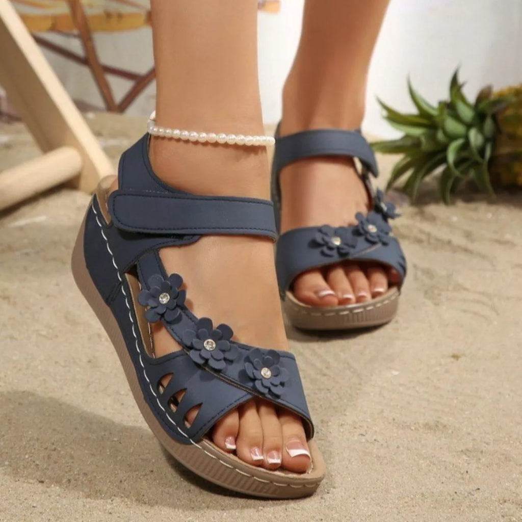 Floral Embellished Wedge Sandals