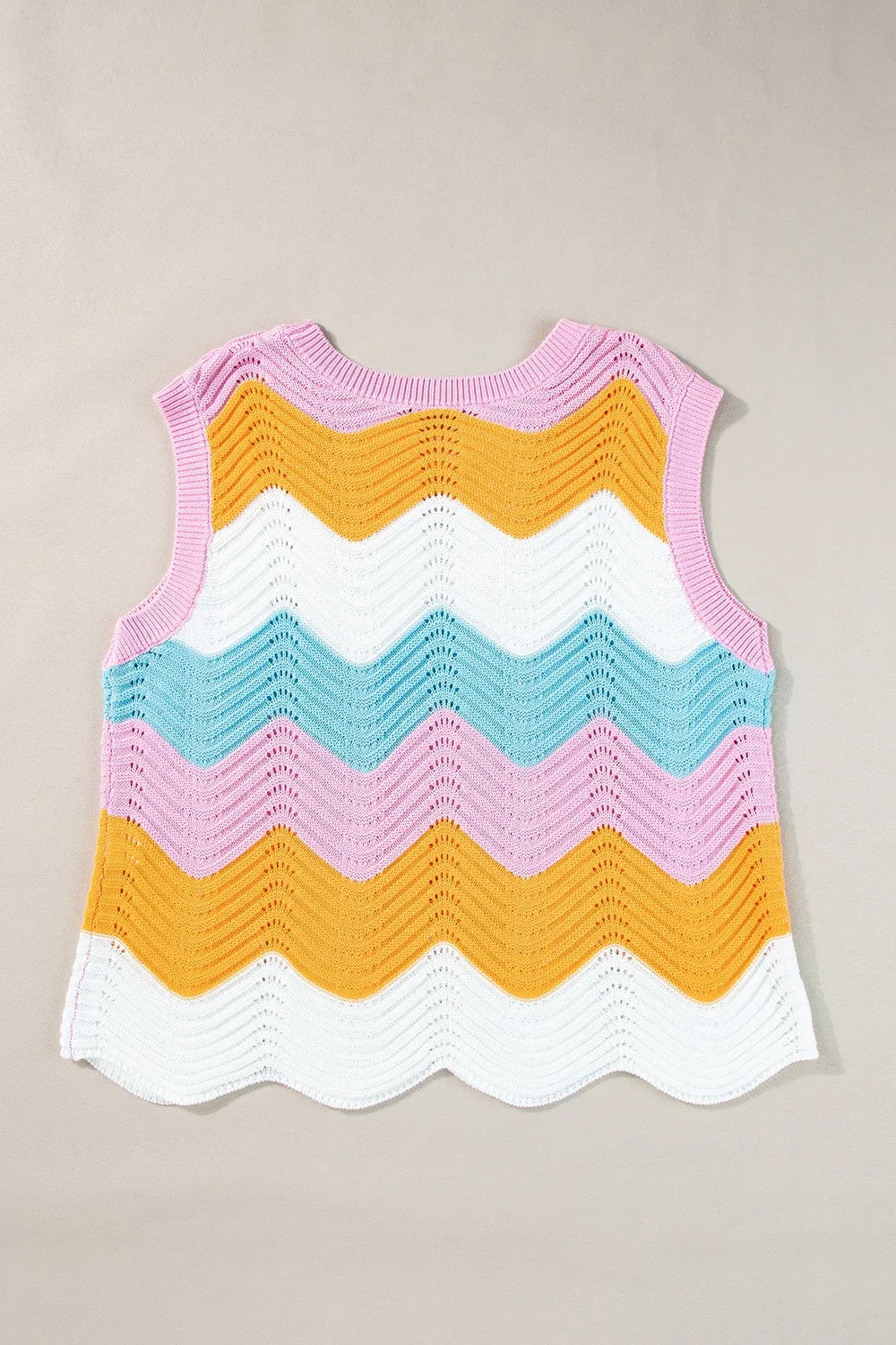 Round Neck Color Block Sweater Vest